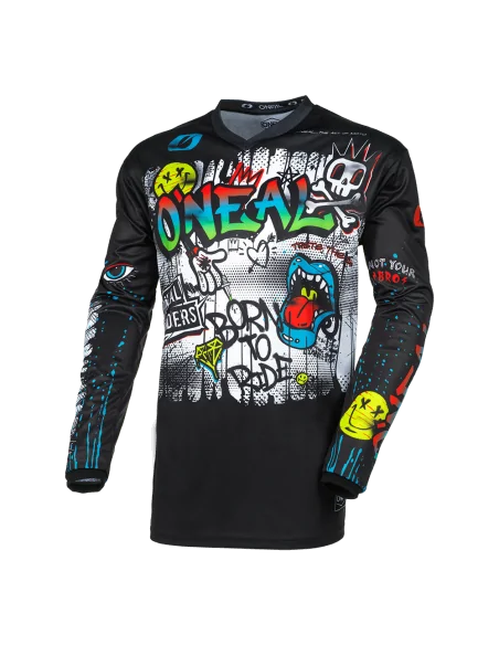 Camiseta de motocross O'Neal Element Rancid Negro/Blanco