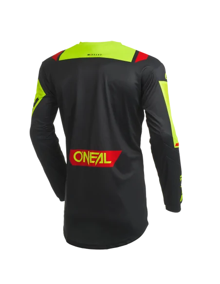 Camiseta de motocross O'Neal Element Negro/Amarillo flúor