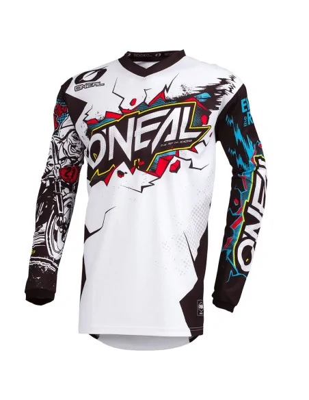 Camiseta MX de niño O'Neal Element Youth Villain Blanco