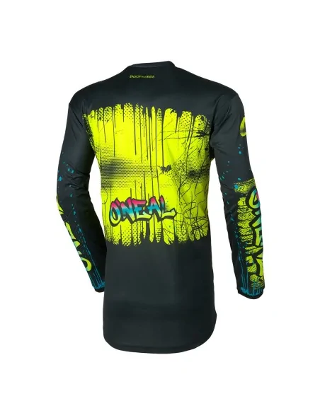 Camiseta MX de niño O'Neal Element Youth Rancid Negro/Amarillo flúor