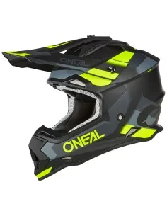 Casco O'Neal 2SRS SPYDE Negro/Gris/Amarillo Neón – vista 1