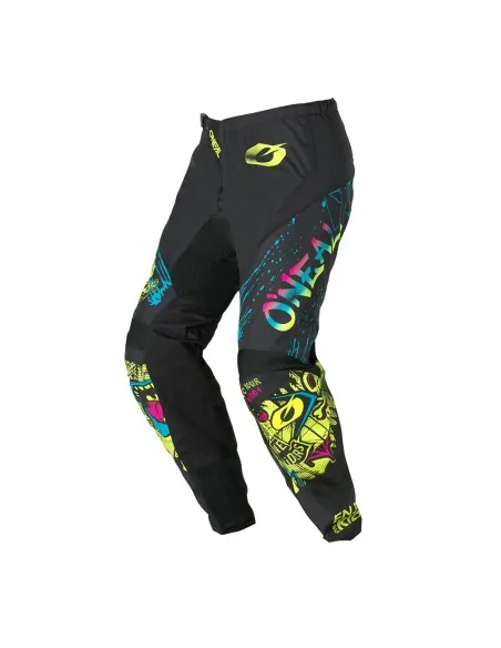 Pantalón de niño de motocross O'Neal Element Negro/Amarillo flúor