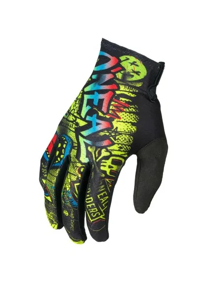 Guantes de niño de motocross O'Neal Matrix Rancid Negro/Amarillo flúor