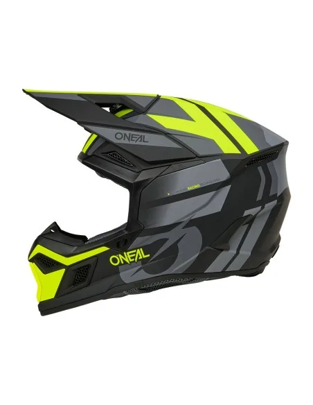 Casco de motocross O'Neal 3SRS Ride Negro/Gris/Amarillo flúor