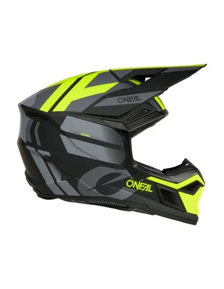 Casco de motocross O'Neal 3SRS Ride Negro/Gris/Amarillo flúor