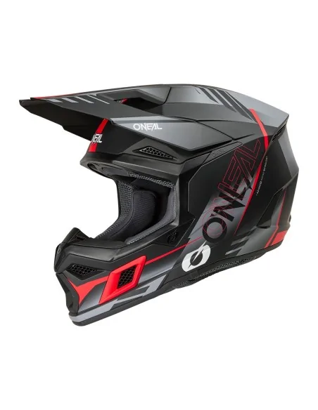 Casco de motocross O'Neal 3SRS Haze Negro/Gris/Rojo