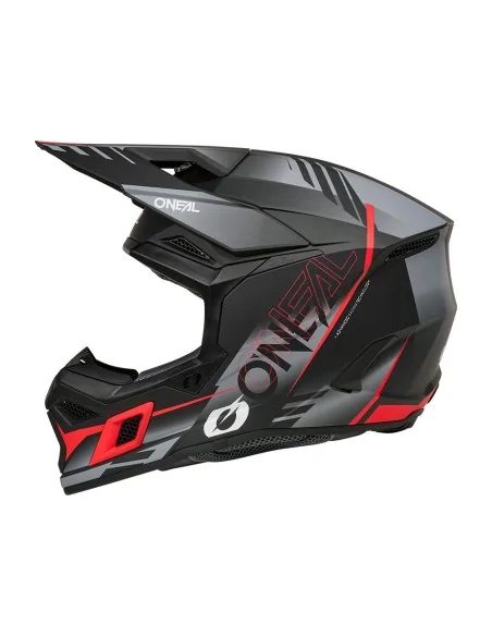Casco de motocross O'Neal 3SRS Haze Negro/Gris/Rojo