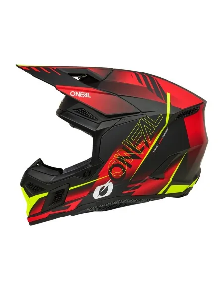 Casco de motocross O'Neal 3SRS Haze Negro/Rojo/Amarillo flúor
