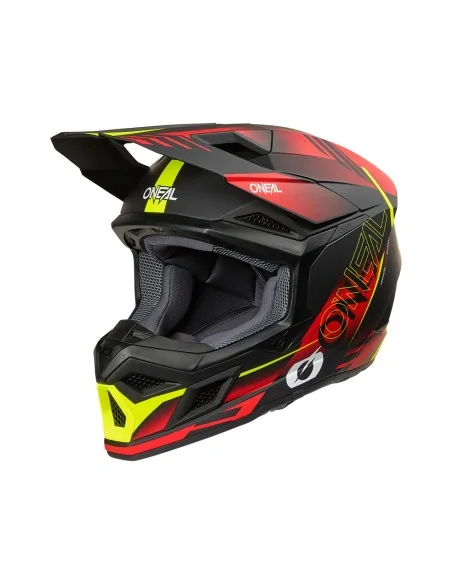 Casco de motocross O'Neal 3SRS Haze Negro/Rojo/Amarillo flúor