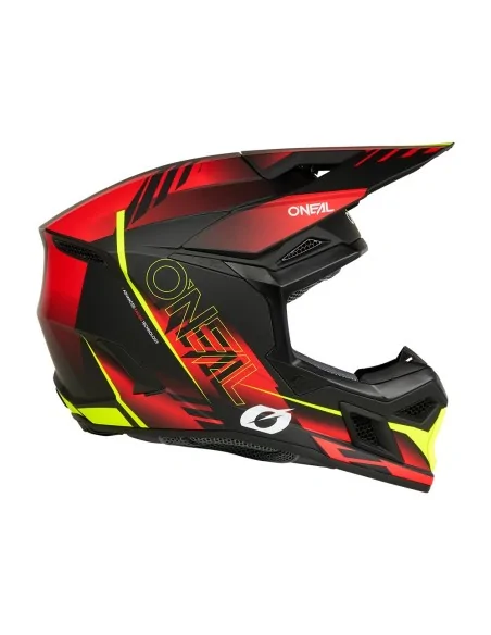 Casco de motocross O'Neal 3SRS Haze Negro/Rojo/Amarillo flúor
