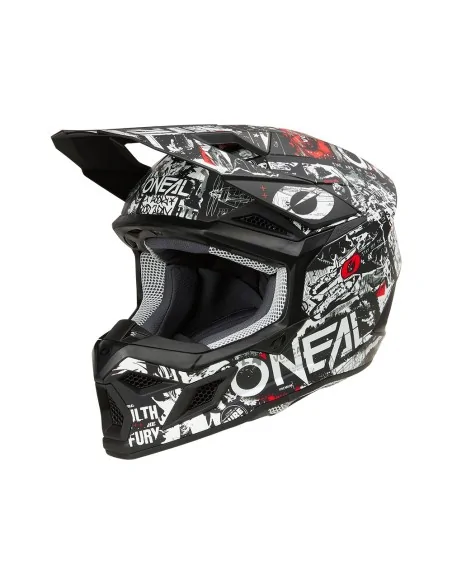 Casco de motocross O'Neal 3SRS Attack Negro/Blanco