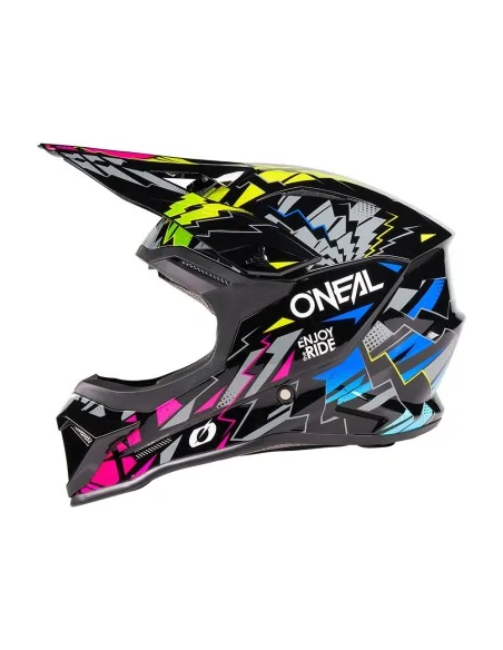 Casco de niño de motocross O'Neal 1SRS Youth Stixx Negro/Multicolor