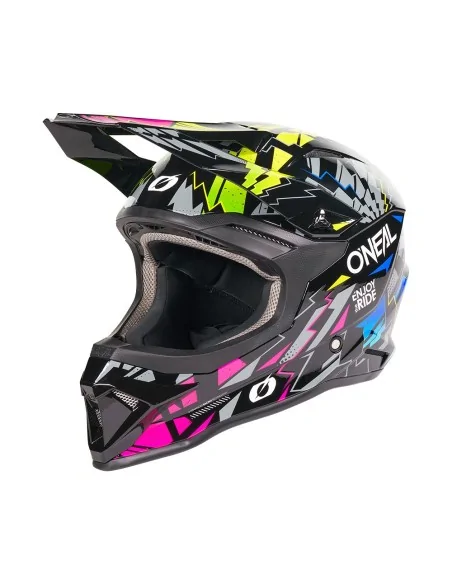 Casco de niño de motocross O'Neal 1SRS Youth Stixx Negro/Multicolor