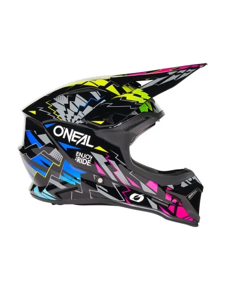Casco de niño de motocross O'Neal 1SRS Youth Stixx Negro/Multicolor