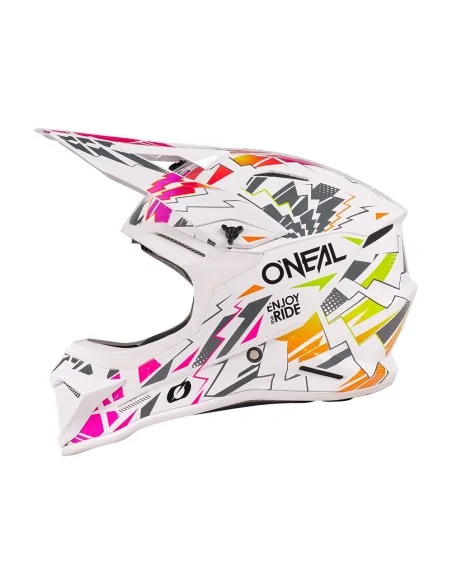 Casco de niño de motocross O'Neal 1SRS Youth Stixx Blanco/Multicolor