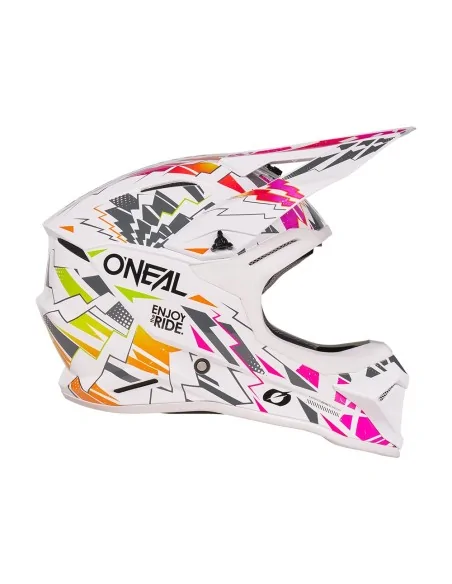 Casco de niño de motocross O'Neal 1SRS Youth Stixx Blanco/Multicolor