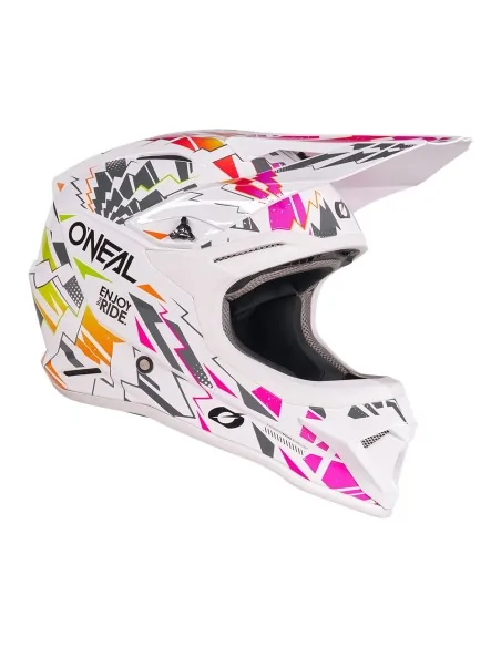 Casco de niño de motocross O'Neal 1SRS Youth Stixx Blanco/Multicolor