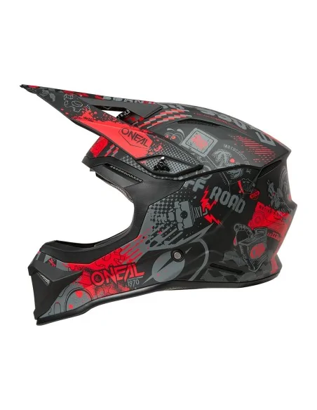 Casco de motocross O'Neal 1SRS Vibrant Negro/Rojo