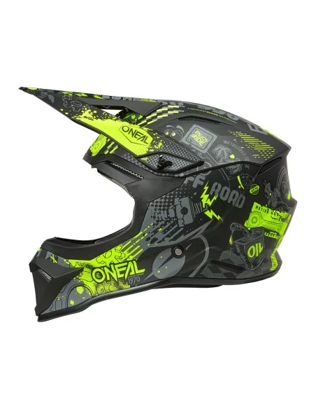 Casco de motocross O'Neal 1SRS Vibrant Negro/Amarillo flúor