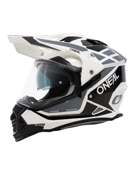 Casco de carretera y aventura O'Neal Sierra Blanco/Negro/Gris