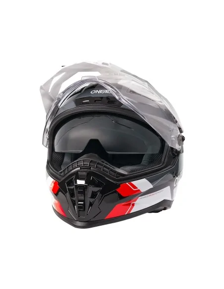 Casco de carretera y aventura O'Neal D-SRS Negro/Blanco/Rojo