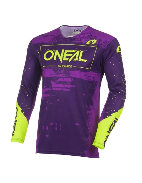 Camiseta de motocross O'Neal Mayhem Lila/Amarillo flúor