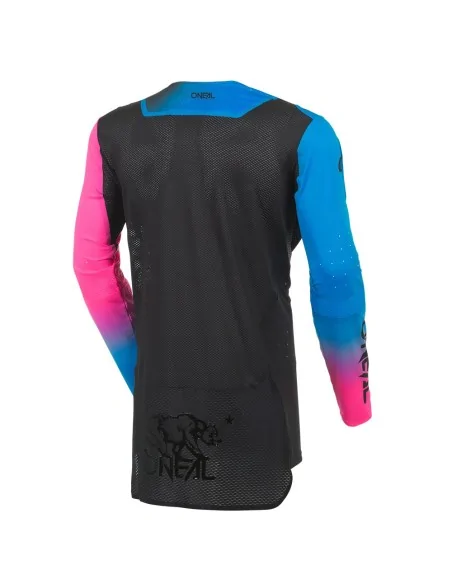 Camiseta de motocross O'Neal Prodigy Five Six Negro/Rosa flúor
