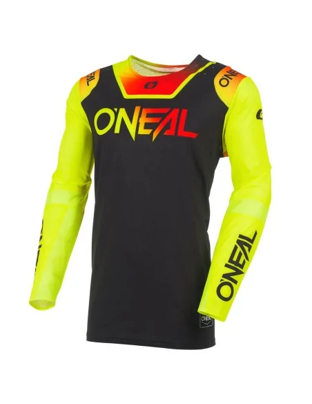 Camiseta de motocross O'Neal Prodigy Negro/Amarillo flúor