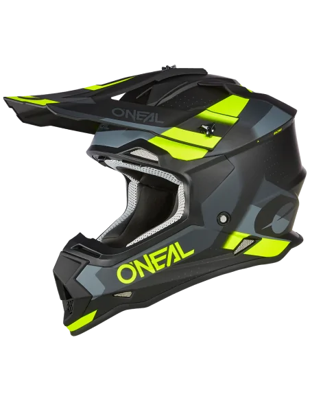 Casco O'Neal 2SRS SPYDE Negro/Gris/Amarillo Neón