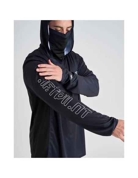 Camiseta técnica Jetpilot Venture Gaiter Pullover L/S Hydro negra cuello gaiter
